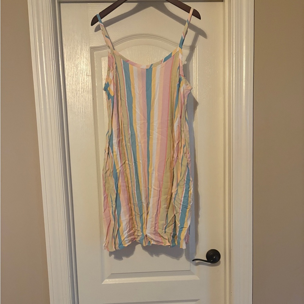 Torrid Mini Challis Trapeze Dress Multicolor Stripes 1X